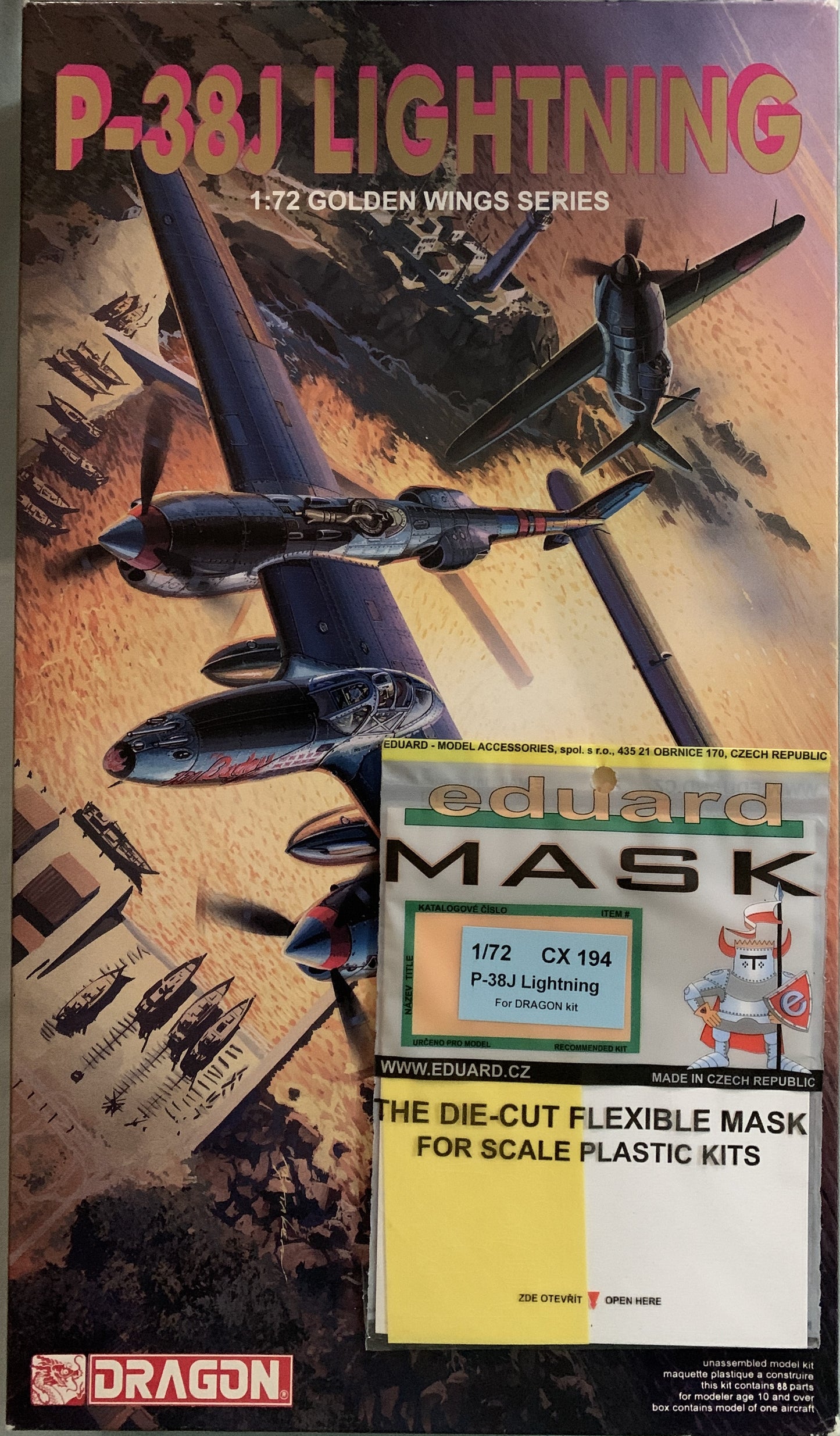 Dragon 1/72 P-38J Lightning + mask set