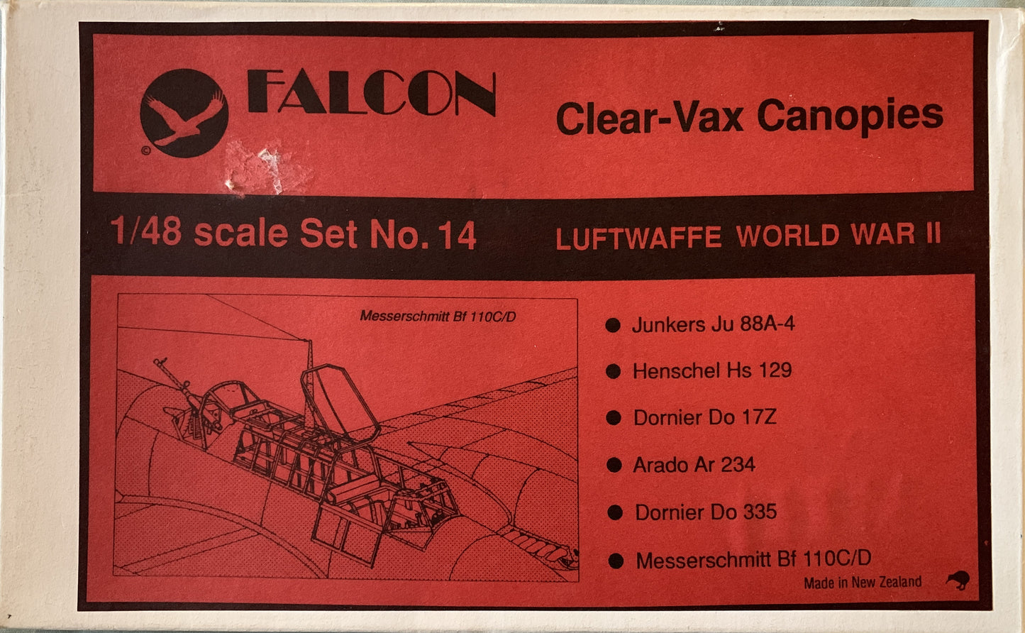 Falcon 1/48 Clear Vax Luftwaffe WWII vac formed canopies
