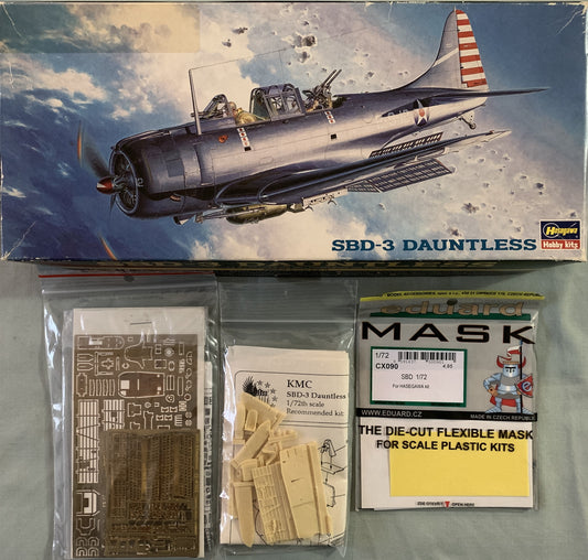 Hasegawa 1/72 SBD-3 Dauntless with aftermarket detail sets and paint mask