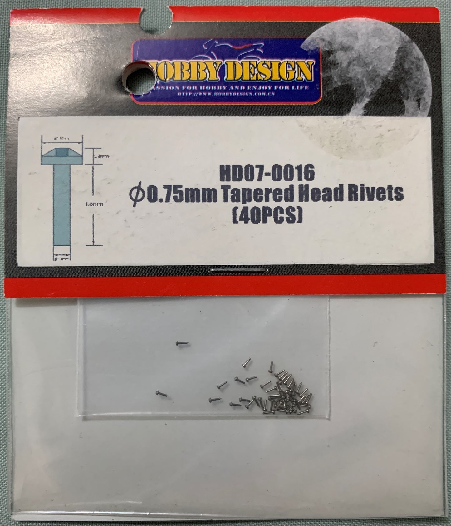 [T07] Hobby Design 1/24 0.75mm Tapered Head Rivets