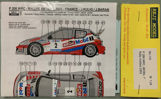 [T07] Reji Model 1/24 P206 WRC "Mobil" Rally Antibes 2002
