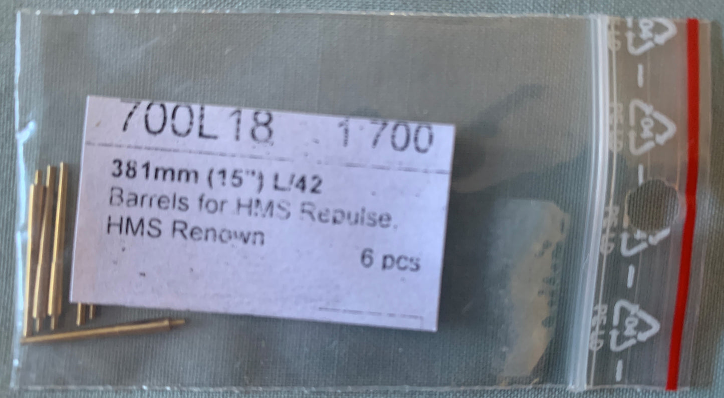 [T07] RB Model 1/700 381mm (15") L/42 Gun Barrels for HMS Repulse & HMS Renown