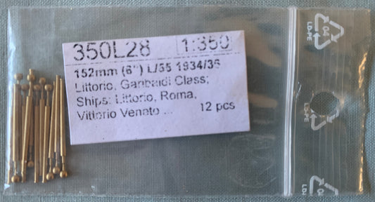 [T07] RB Model 1/350 152mm (6") L/55 1934/35 brass gun barrels for Littorio Garibaldi Class Ships