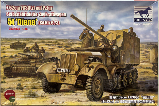 Bronco 1/35 7.62cm FK36(r) Auf PzJgr Selbstfahrlafette Zugkraftwagen 5t 'Diana' (SdKfz.6/3)