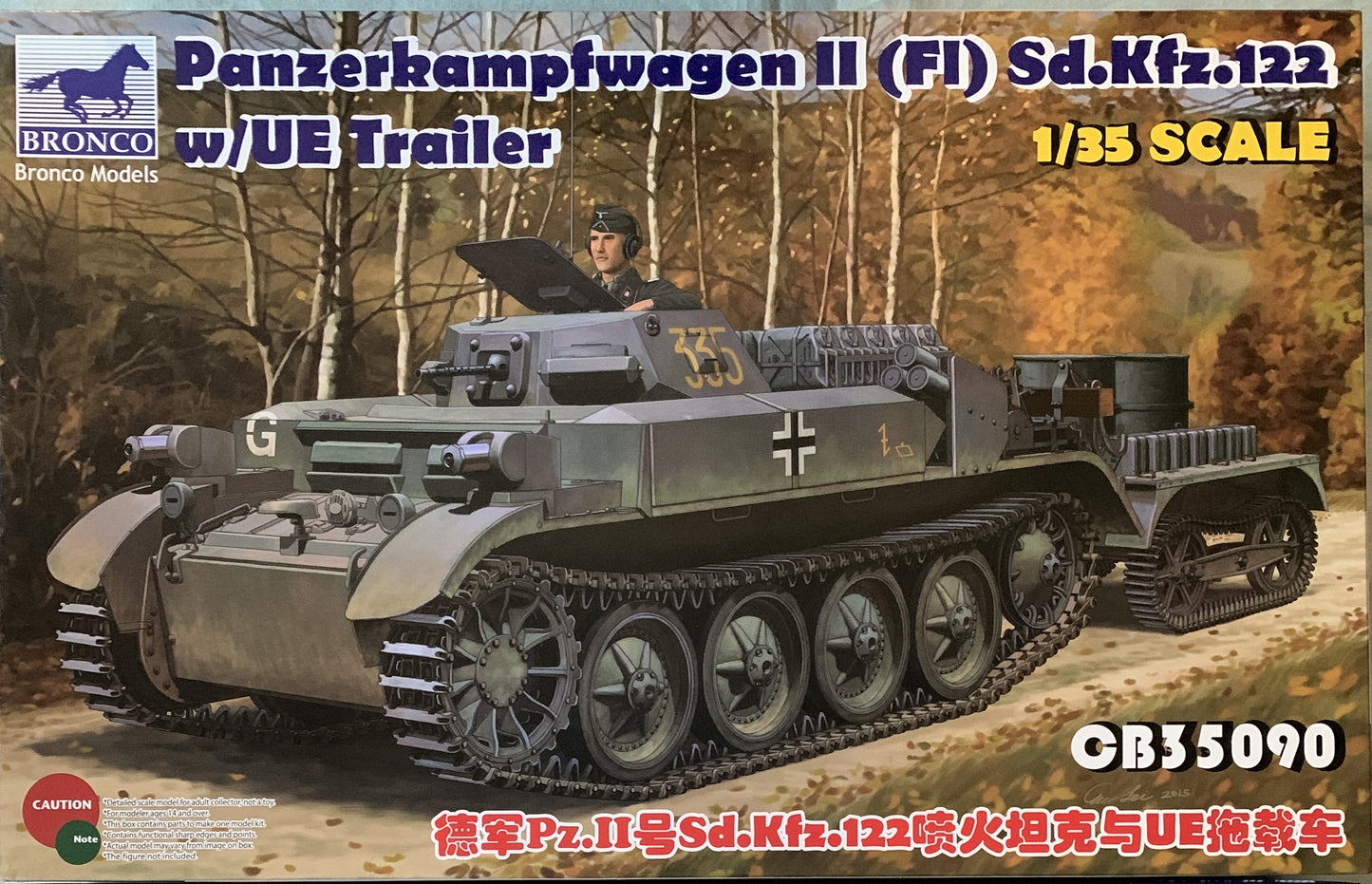 Bronco 1/35 Panzerkampfwagen II(F1) sd.kfz.122 w/UE Trailer