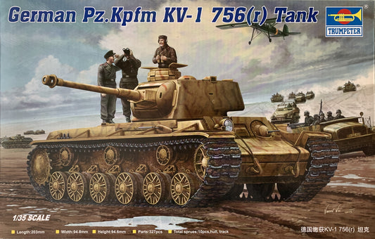 Trumpeter 1/35 German Pz.Kpfm KV-1 756(r) Tank